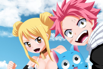 Картинка аниме fairy+tail neko anime fairy cat lucy happy japanese tail natsu dragon slayer by celineheartfilia