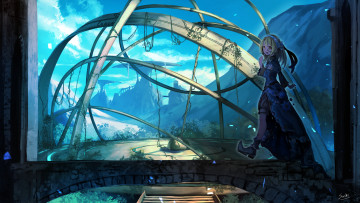 Картинка аниме оружие +техника +технологии девушка