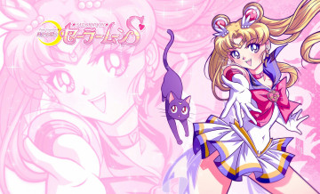 Картинка аниме sailor+moon девушка tsukino usagi воин луна кошка