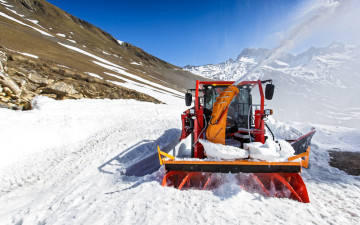 обоя техника, снегоуборочная техника, горы, снег