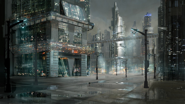 Обои картинки фото аниме, город,  улицы,  здания, city, anime, night, street, japanese