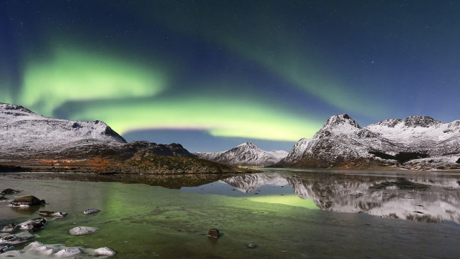 Обои картинки фото природа, северное сияние, простор