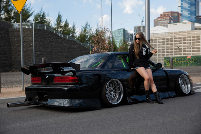 Обои картинки фото автомобили, -авто с девушками, silvia, nissan