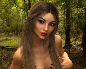 Картинка 3д+графика портрет+ portraits фон взгляд девушка