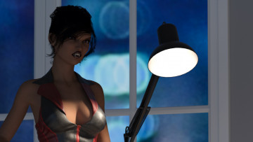 Картинка 3д+графика существа+ creatures взгляд девушка вампир фон