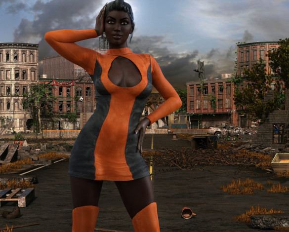 Обои картинки фото 3д графика, люди , people, фон, взгляд, девушка