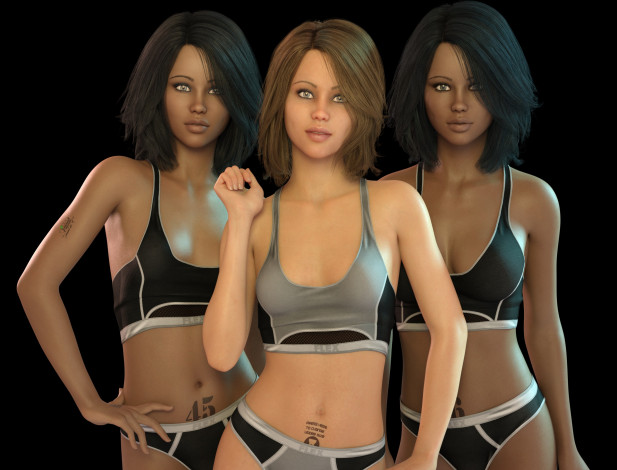 Обои картинки фото 3д графика, люди , people, фон, взгляд, девушки