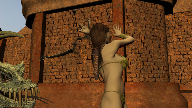 Обои картинки фото 3д графика, фантазия , fantasy, фон, взгляд, девушки