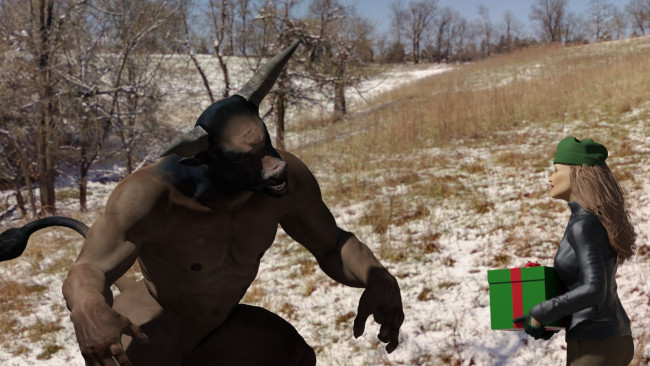 Обои картинки фото 3д графика, фантазия , fantasy, подарок, фон, взгляд, девушка