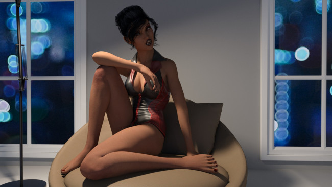 Обои картинки фото 3д графика, существа , creatures, девушка, вампир, фон, взгляд