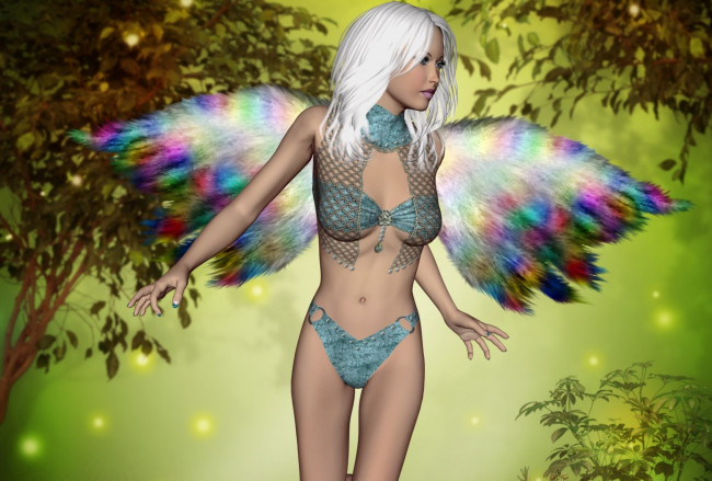 Обои картинки фото 3д графика, ангел , angel, взгляд, девушка, фон