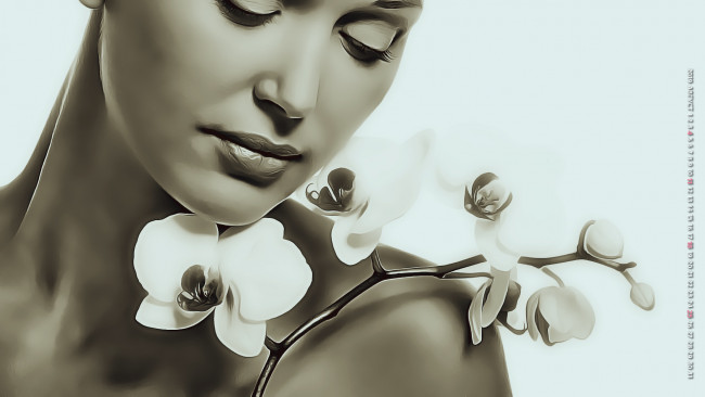 Обои картинки фото календари, компьютерный дизайн, цветы, женщина, лицо, девушка, 2019, calendar