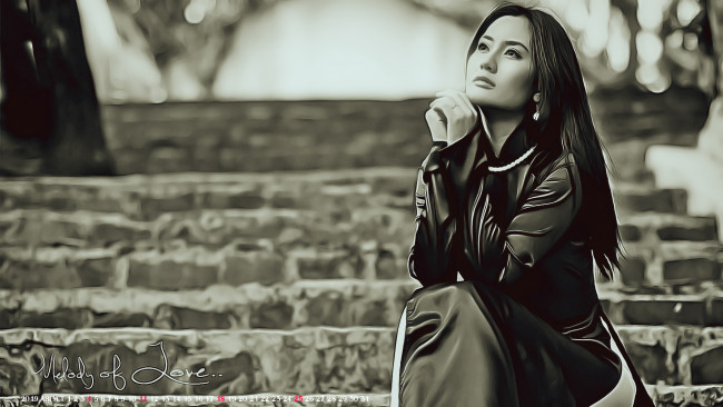 Обои картинки фото календари, компьютерный дизайн, ступени, 2019, calendar, девушка, женщина, сидит