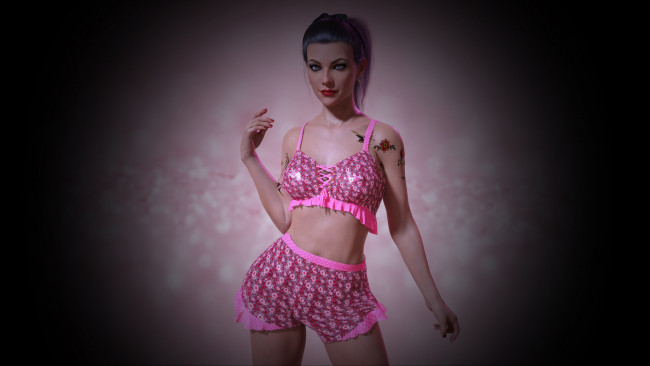 Обои картинки фото 3д графика, люди , people, девушка, фон, взгляд, тату