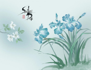 Картинка рисованное цветы ирисы