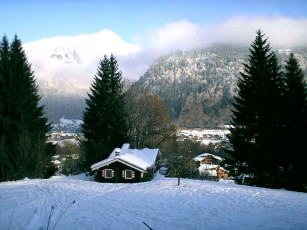 Картинка природа зима шале