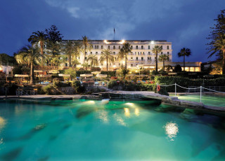 Картинка san remo города огни ночного пальма отель италия