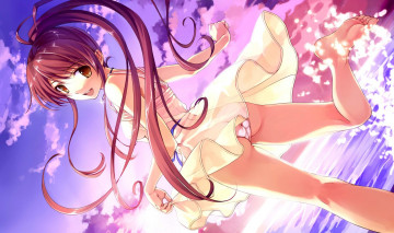 Картинка deep blue sky pure white wings visual novel аниме kurehito misaki mangaka закат девушка