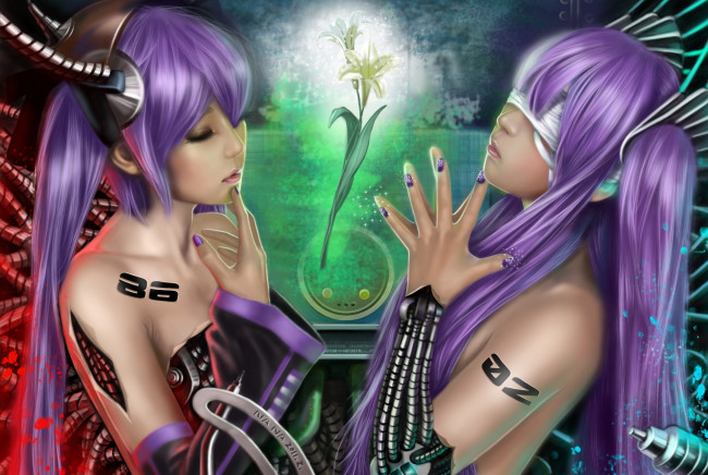 Обои картинки фото фэнтези, девушки, цветок