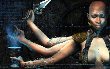 Картинка 3д графика fantasy фантазия руки чаша лицо