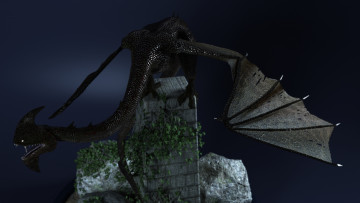 обоя 3д, графика, creatures, существа, дракон