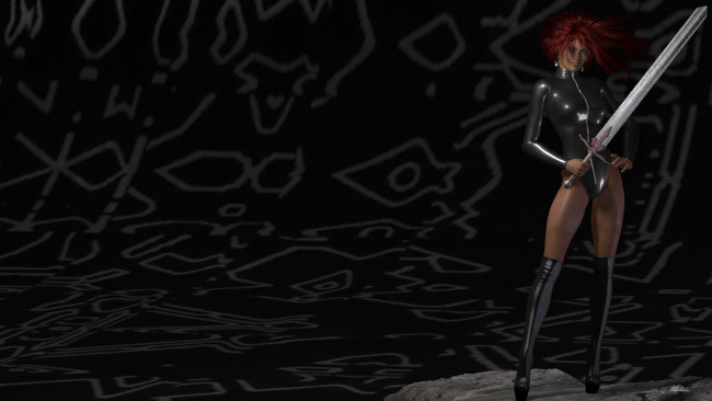 Обои картинки фото 3д, графика, fantasy, фантазия, меч, девушка