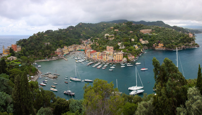 Обои картинки фото italy, portofino, города, амальфийское, лигурийское, побережье, италия, панорама, море, дома