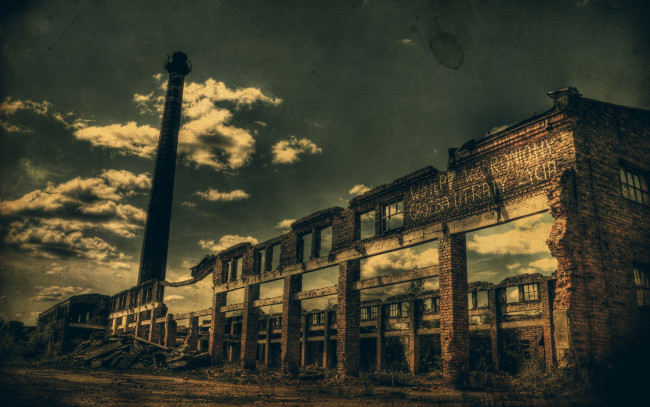 Обои картинки фото разное, развалины, руины, металлолом, стена, надпись