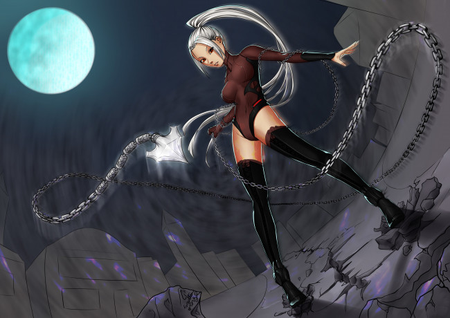 Обои картинки фото аниме, *unknown, другое, цепь, блондинка