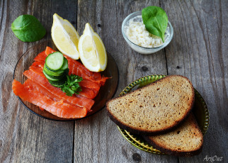 Картинка еда рыба +морепродукты +суши +роллы хлеб лимон соус