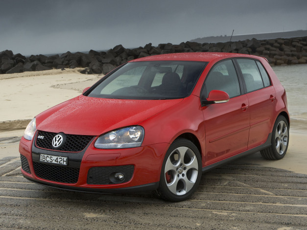 Обои картинки фото автомобили, volkswagen, gti, golf, type, 1k, au-spec, 5-door, красный