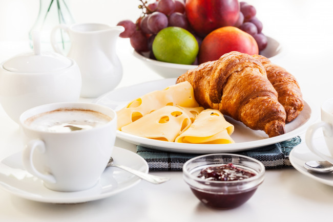 Обои картинки фото еда, разное, выпечка, сыр, кофе, завтрак