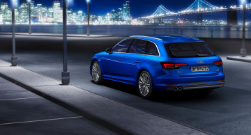 обоя автомобили, audi, синий, 2015г, s, line, b9, tdi, quattro, 3-0, avant, a4