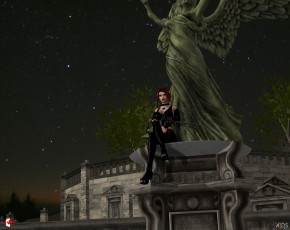 Картинка 3д+графика фантазия+ fantasy взгляд девушка фон оружие