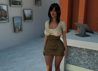 Картинка 3д+графика люди+ people девушка фон взгляд