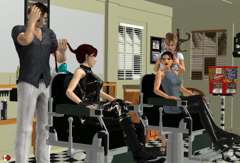 Картинка 3д+графика люди+ people парикмахерская парень фон взгляд девушки