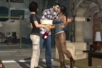 Картинка 3д+графика люди+ people праздник парень фон взгляд девушки