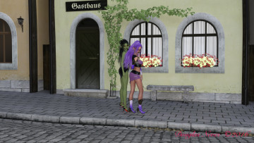 Картинка 3д+графика эльфы+ elves улица фон взгляд эльфийки