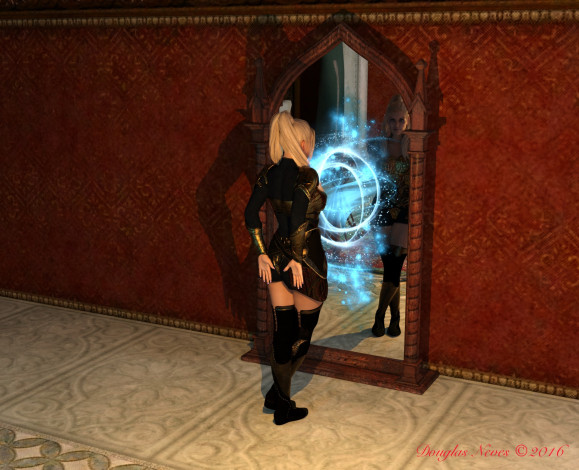 Обои картинки фото 3д графика, фантазия , fantasy, девушки, фон, взгляд