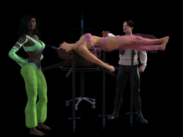 Обои картинки фото 3д графика, люди , people, девушки, фон, взгляд, иллюзионисткы