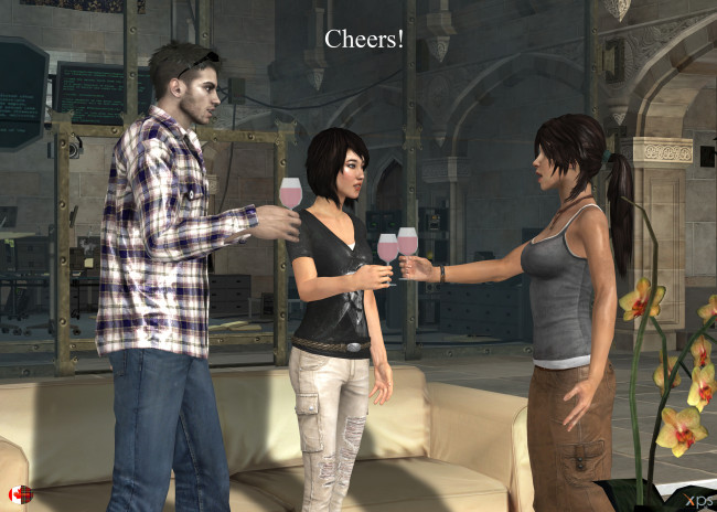 Обои картинки фото 3д графика, люди , people, праздник, парень, фон, взгляд, девушки