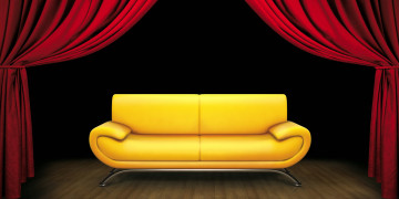 Картинка 3д+графика реализм+ realism фон диван интерьер занавес