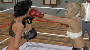 Картинка 3д+графика спорт+ sport девушки взгляд фон ринг бокс