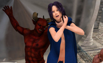 Картинка 3д+графика фантазия+ fantasy девушка взгляд фон демон