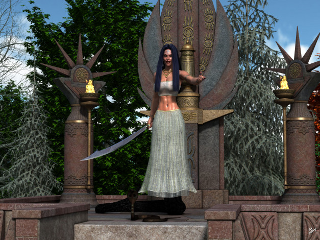 Обои картинки фото 3д графика, фантазия , fantasy, девушка, взгляд, фон