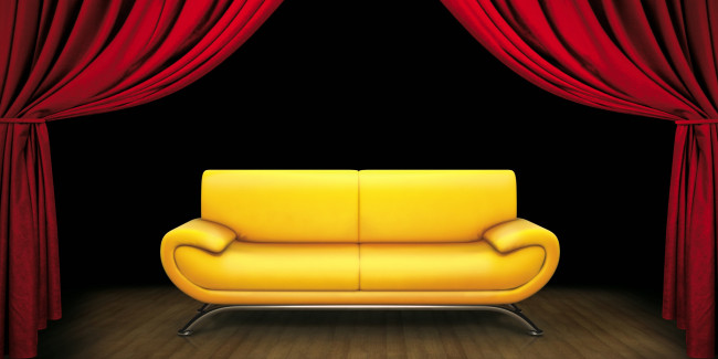 Обои картинки фото 3д графика, реализм , realism, фон, диван, интерьер, занавес