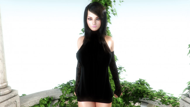 Обои картинки фото 3д графика, люди , people, фон, взгляд, девушка