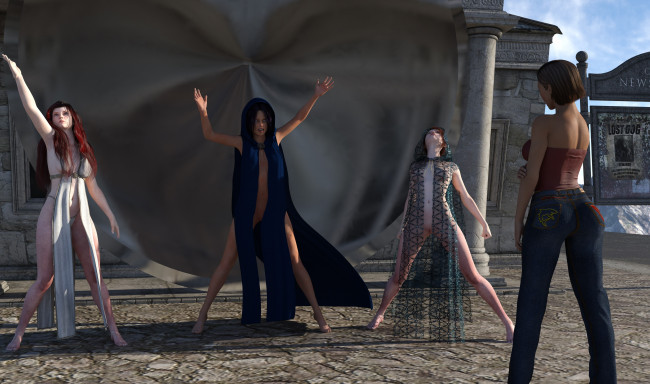 Обои картинки фото 3д графика, фантазия , fantasy, девушки, взгляд, фон