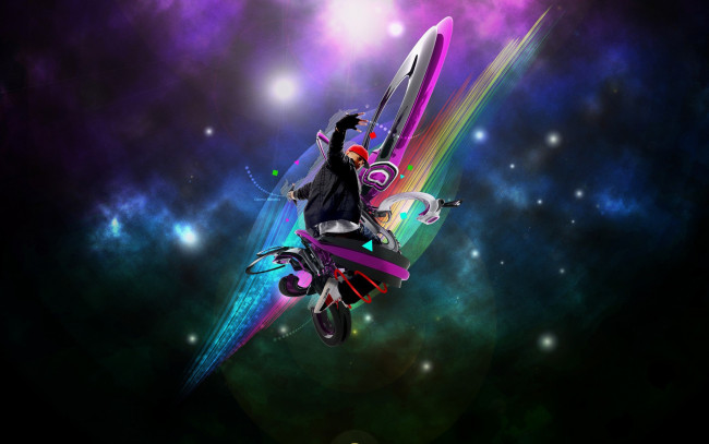 Обои картинки фото разное, компьютерный дизайн, прыжок, куртка, кепка, парень