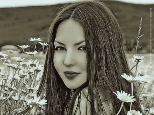 Картинка календари компьютерный+дизайн calendar девушка женщина взгляд лицо 2019 цветы ромашка